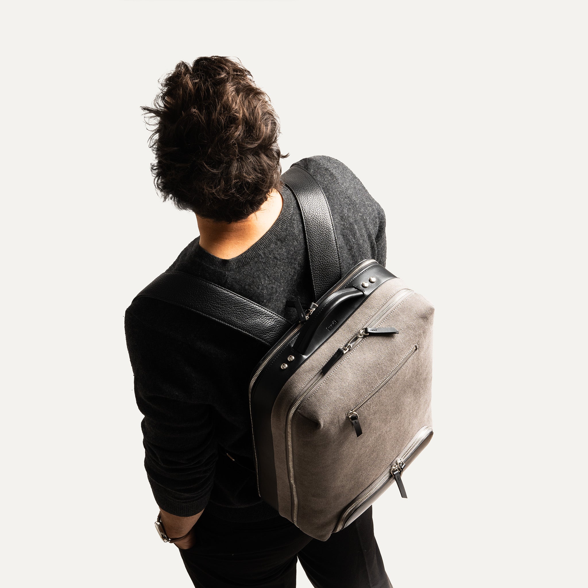 Mens leather and canvas backpack online