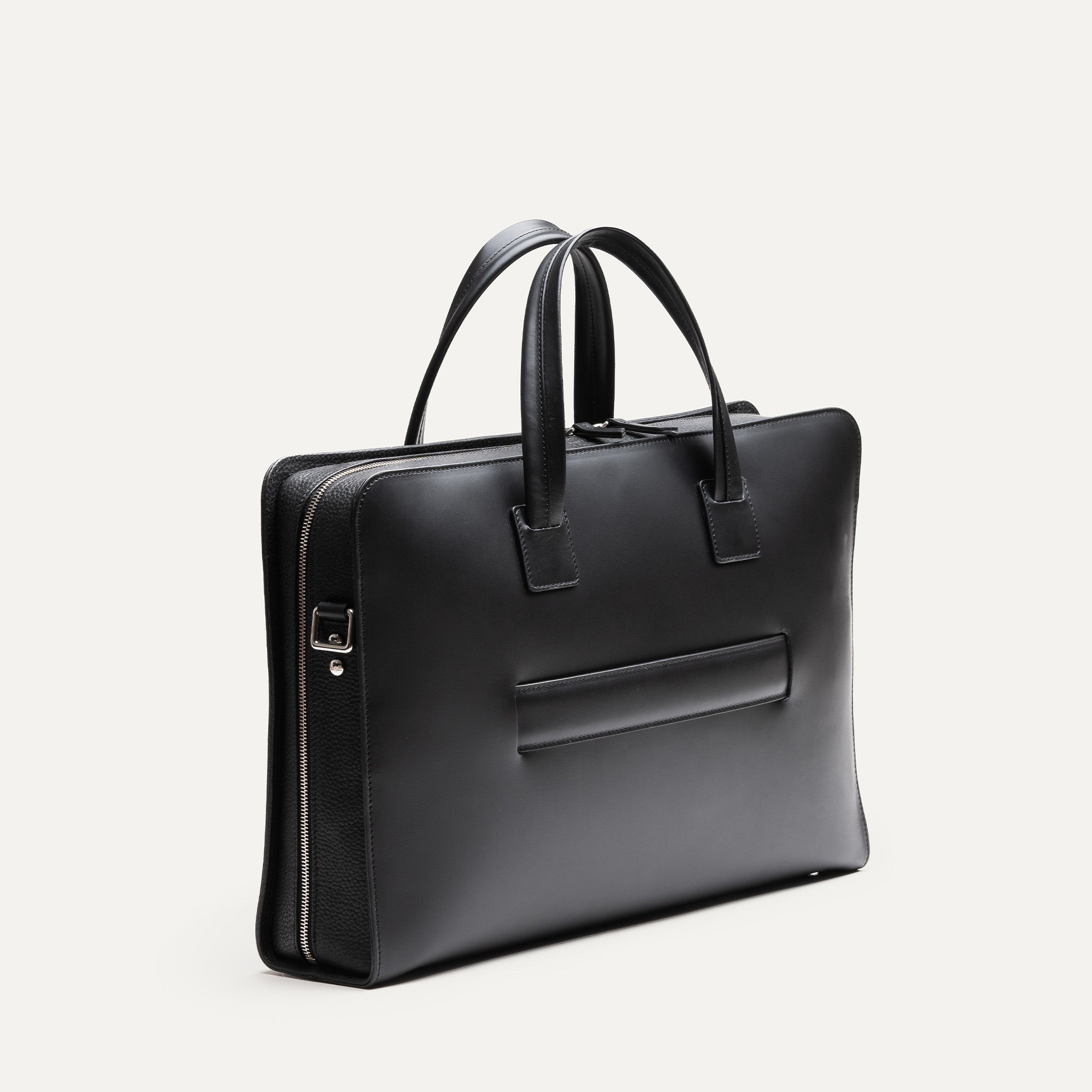 Slim black leather briefcase online